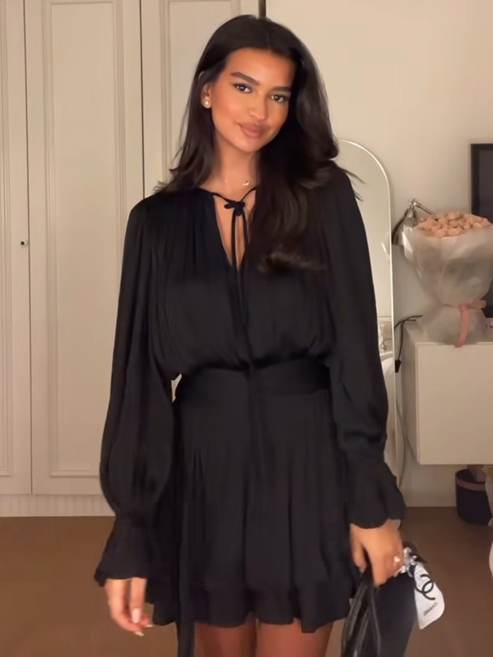 H&M Black Gathered Dress - NEW